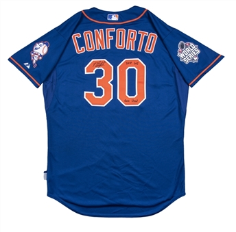 2015 Michael Conforto Game Used and Signed New York Mets World Series Jersey - Worn Game 5 Vs. Kansas City Royals (MLB Authenticated)